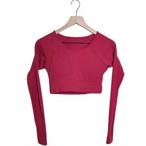 ACTA Cropped Athletic Top Seamless Long Sleeve Activewear Red Womens Size Medium